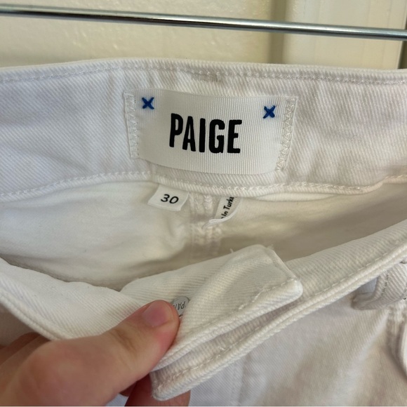 PAIGE White Laurel Canyon High Rise Flare Bootcut Jeans Size 30 Raw Hem - Picture 7 of 12